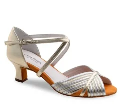 Dame Dansebutikken Brudesko|Salsasko Damer-Anna Kern dansesko sølv/guld med 5 cm hæl - Noel