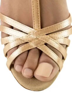 Dame Dansebutikken Brudesko|Salsasko Damer-Anna Kern flesh satin dansesko med t- rem