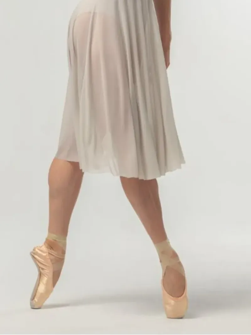 Dame Dansebutikken Ballet Underdele Damer|Skørter Til Skøjteløb-Beigefarvet langt pull on mesh skørt fra Mara Dancewear