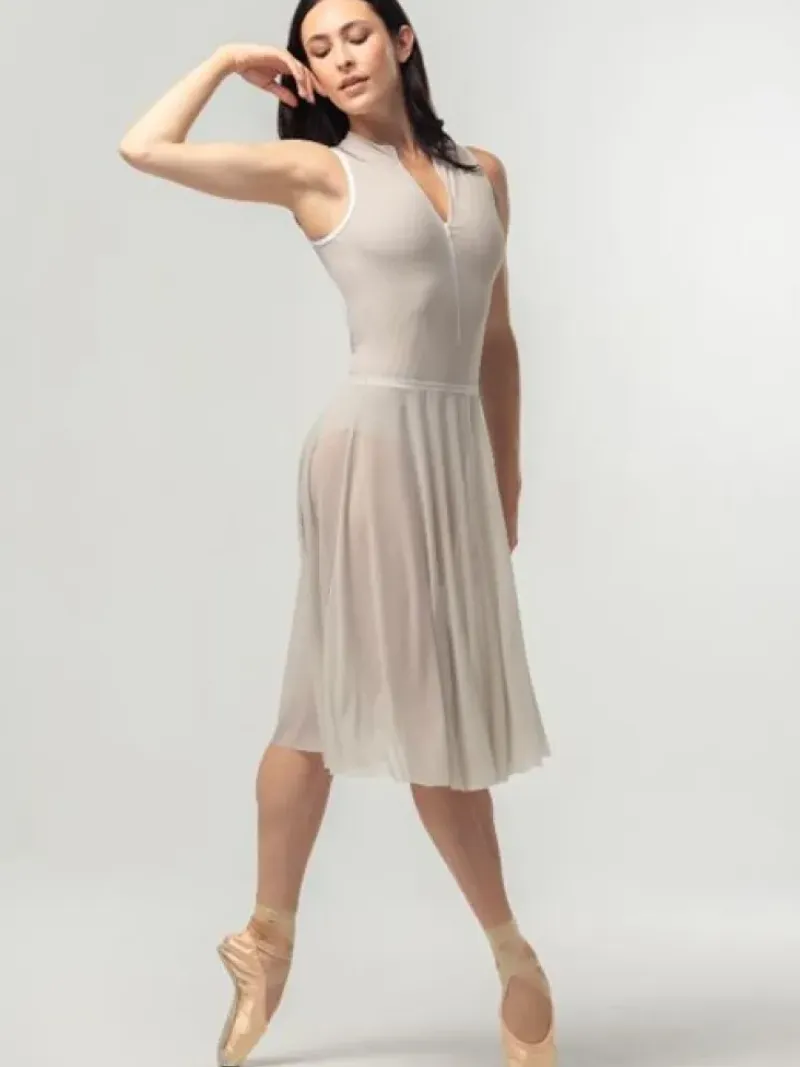 Dame Dansebutikken Ballet Underdele Damer|Skørter Til Skøjteløb-Beigefarvet langt pull on mesh skørt fra Mara Dancewear