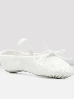 Dansebutikken Balletsko Bløde-Bloch hvid skind glimmer balletsko