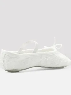 Dansebutikken Balletsko Bløde-Bloch hvid skind glimmer balletsko