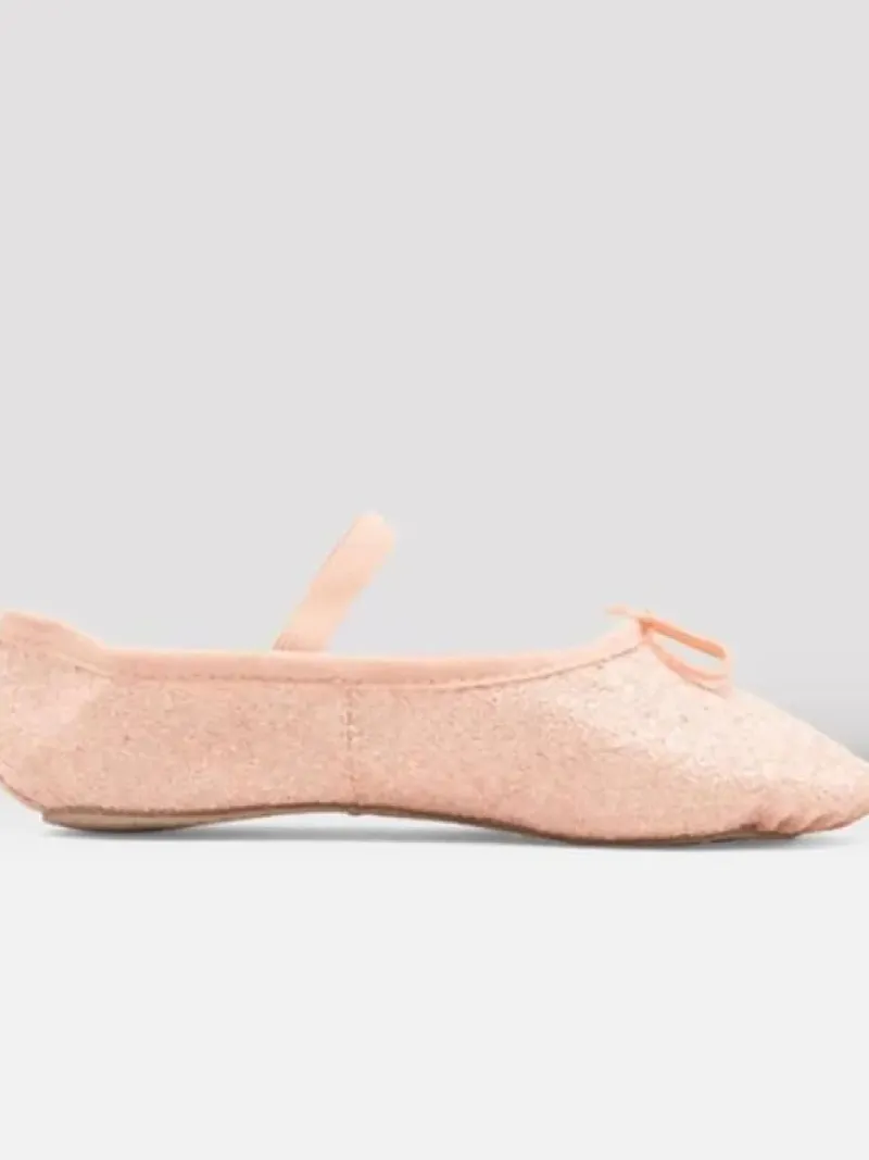 Dansebutikken Balletsko Bløde-Bloch rosa skind balletsko med glimmer