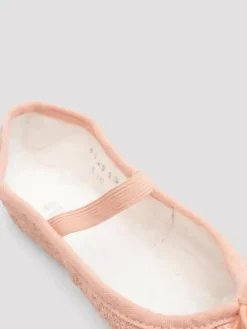 Dansebutikken Balletsko Bløde-Bloch rosa skind balletsko med glimmer