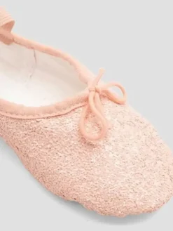 Dansebutikken Balletsko Bløde-Bloch rosa skind balletsko med glimmer