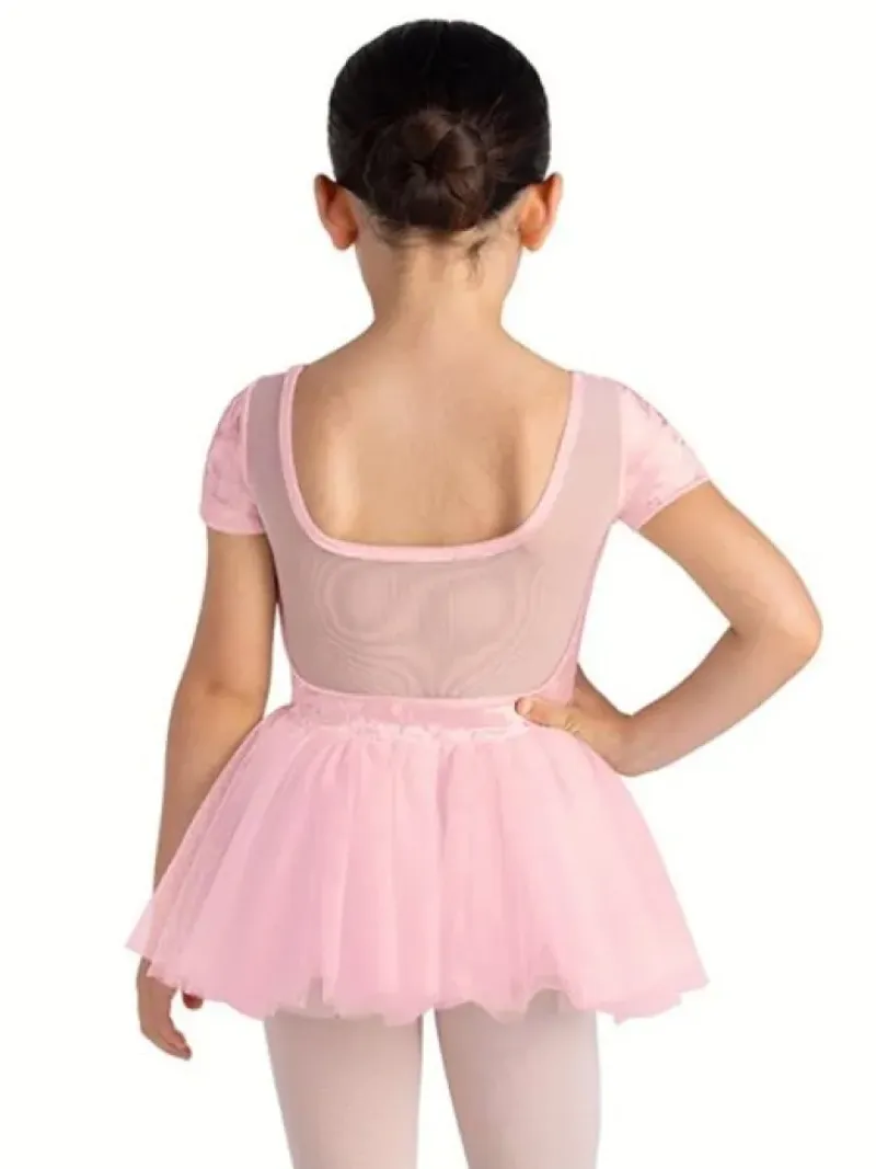 Børn Dansebutikken Balletkjole Piger-Bloch rosa tutu med korte ærmer og velour