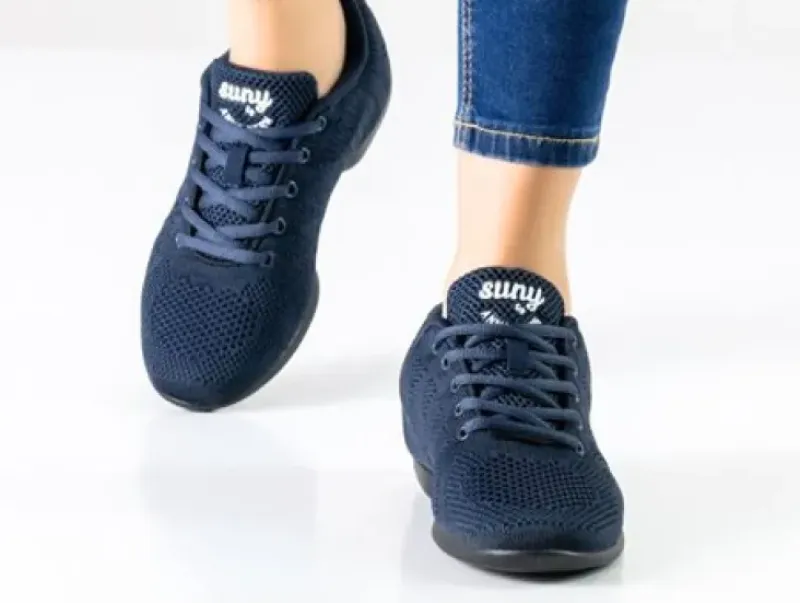 Dame Dansebutikken Salsasko Damer|Swingsko Damer-Blåsorte sneaker åndbar strik til damer - Suny