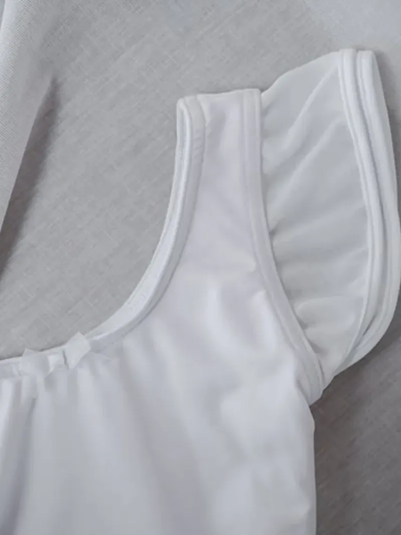Børn Dansebutikken Gymnastikkjole Piger|Balletkjole Piger-Capezio hvid dragt m. skørt og chiffon ærmer
