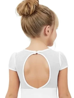 Børn Dansebutikken Dragter Piger|Balletdragter Børn-Capezio hvid dragt med puf ærmer til piger