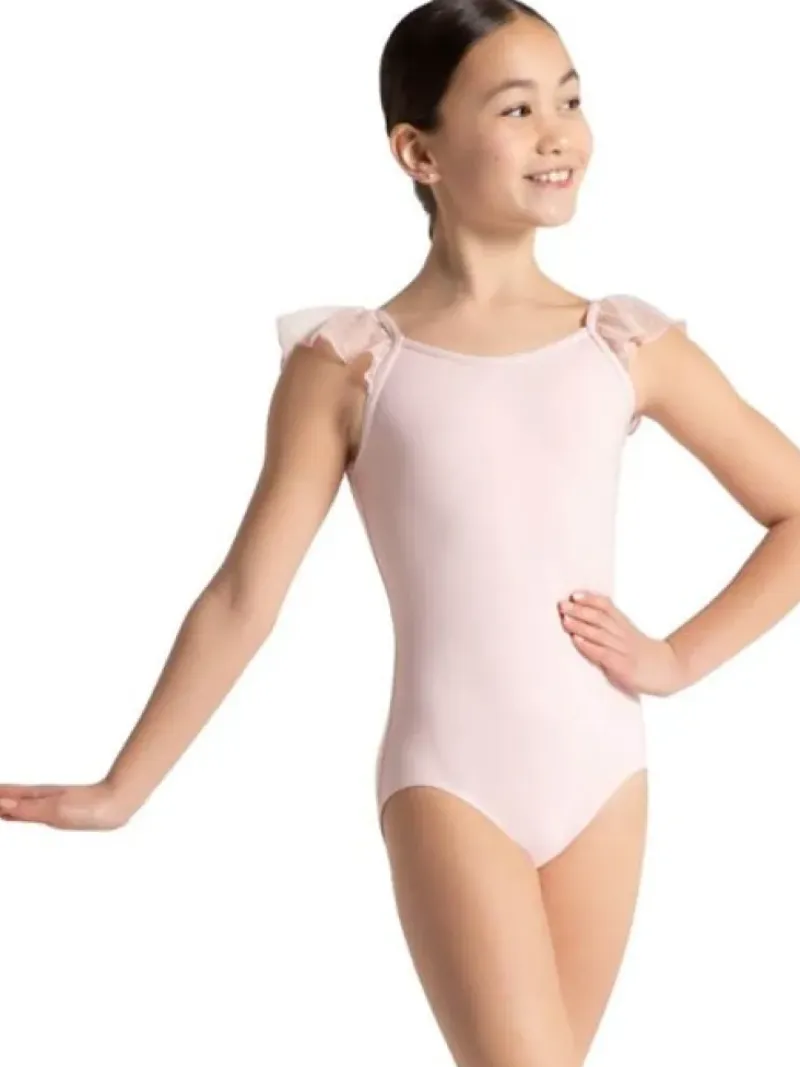 Børn Dansebutikken Dragter Piger|Balletdragter Børn-Capezio lyserød dragt med flæse ærmer til piger