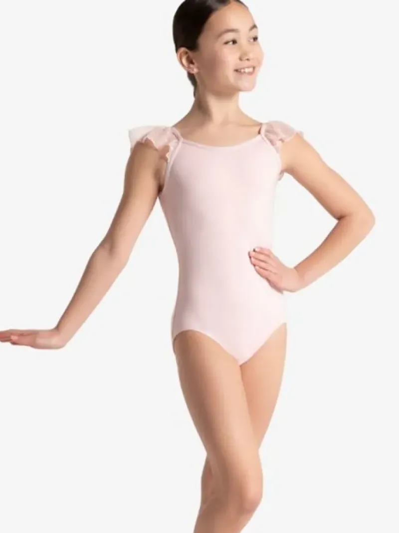Børn Dansebutikken Dragter Piger|Balletdragter Børn-Capezio lyserød dragt med flæse ærmer til piger