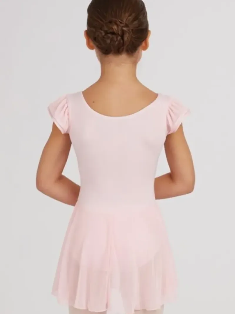 Børn Dansebutikken Gymnastikkjole Piger|Balletkjole Piger-Capezio rosa dragt m.skørt og puf ærmer til piger