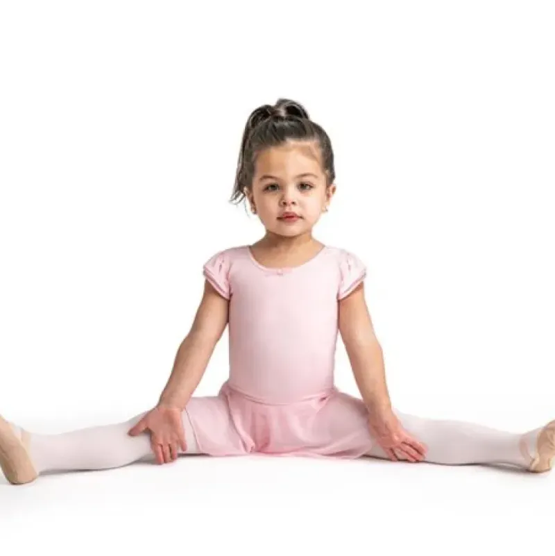 Børn Dansebutikken Gymnastikkjole Piger|Balletkjole Piger-Capezio rosa dragt m.skørt og puf ærmer til piger