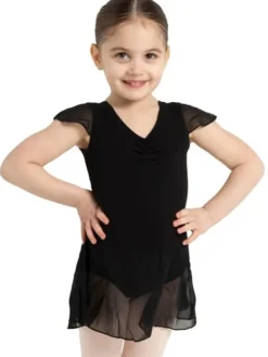 Børn Dansebutikken Gymnastikkjole Piger|Balletkjole Piger-Capezio sort dragt m.flot skørt til piger