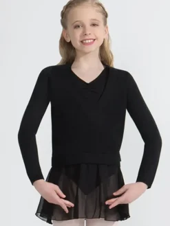 Børn Dansebutikken Overdele Piger|Ballet Toppe Børn-Capezio sort slå om cardigan