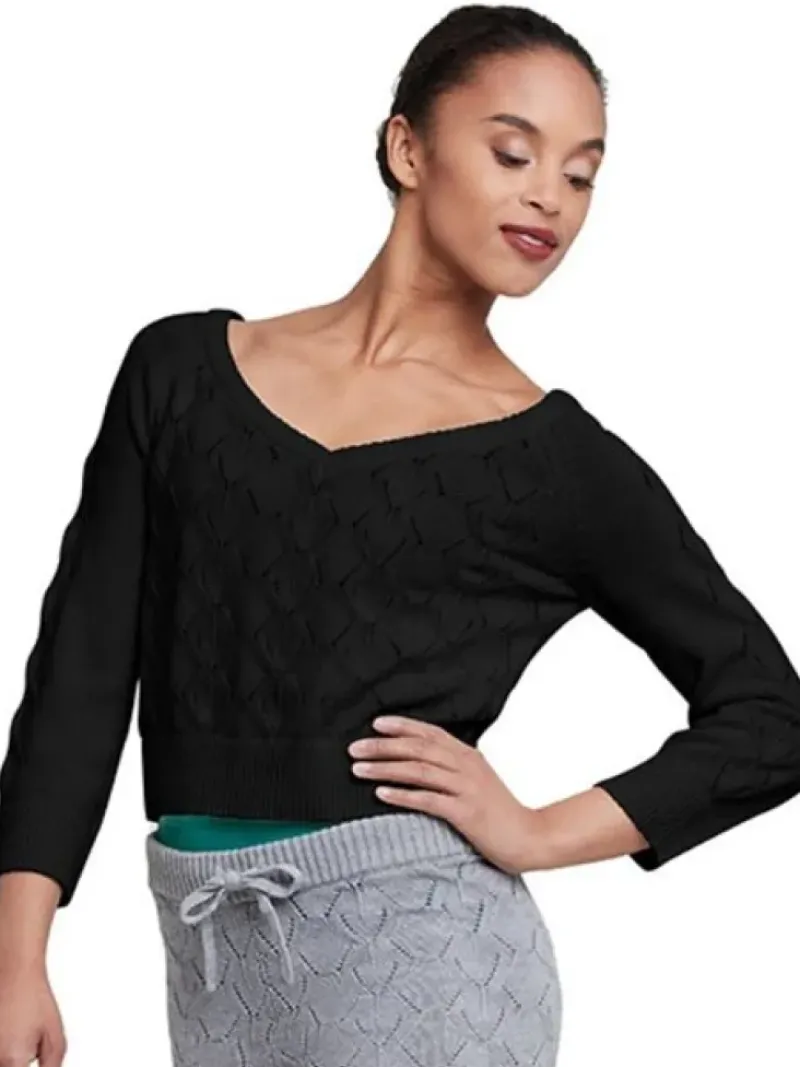 Dame Dansebutikken Dragter Damer-Cropped strik fra Bloch - sort