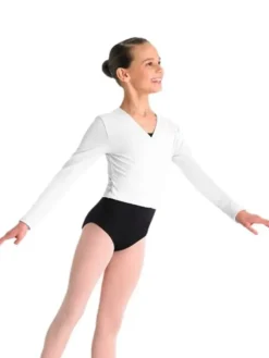 Børn Dansebutikken Ballet Toppe Børn-Cross-over hvid overdel til piger Bloch