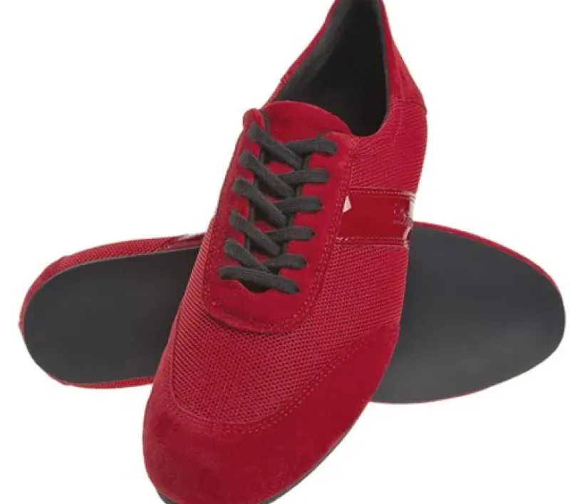 Dansebutikken Tangosko Herrer|Salsasko Herrer-Diamant rød dansesneaker vario spin sål til herrer