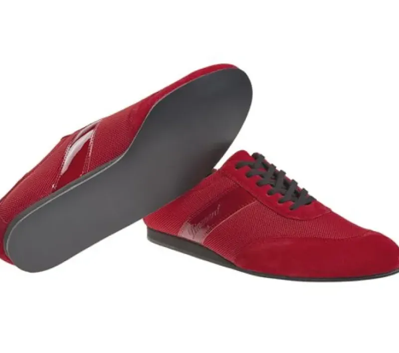 Dansebutikken Tangosko Herrer|Salsasko Herrer-Diamant rød dansesneaker vario spin sål til herrer