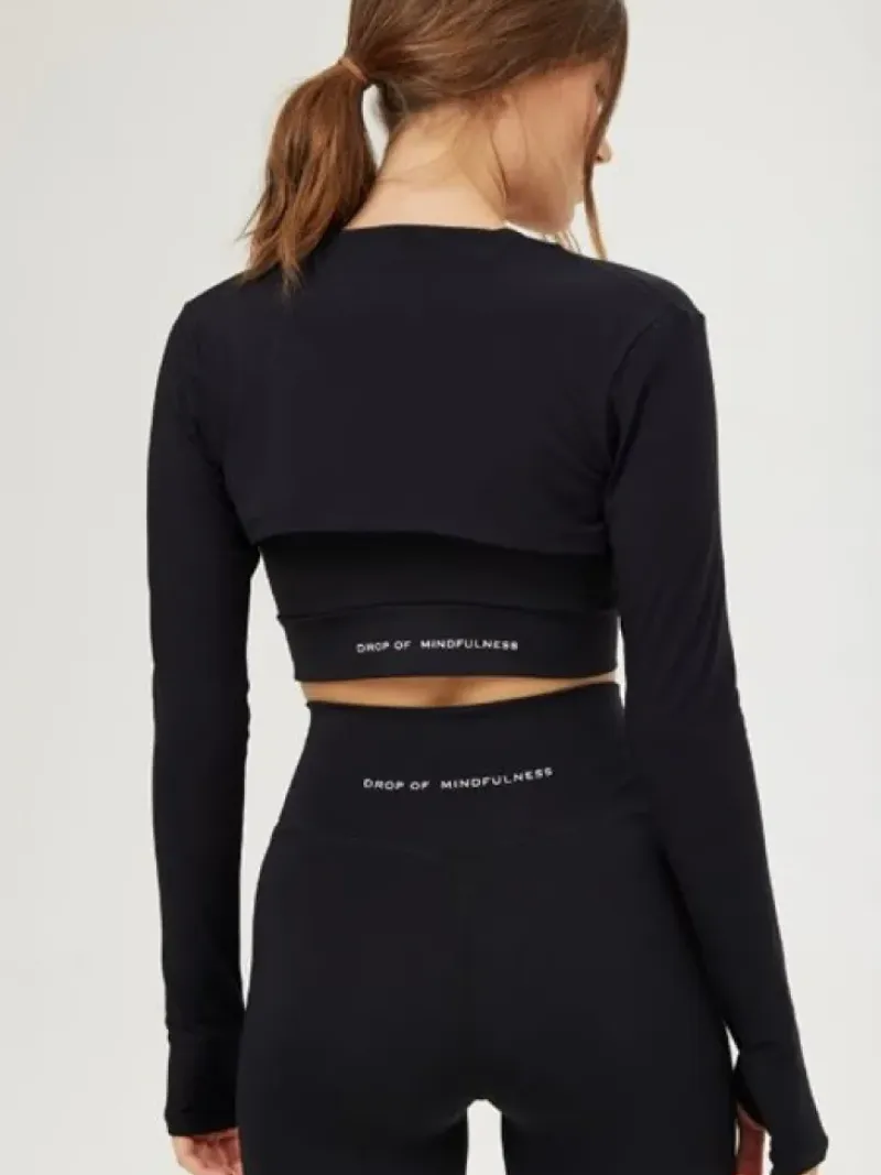 Dame Dansebutikken Pilates Overdele|Overdele Damer-Drop of Mindfulness bolero i sort