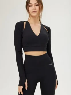Dame Dansebutikken Pilates Overdele|Overdele Damer-Drop of Mindfulness bolero i sort