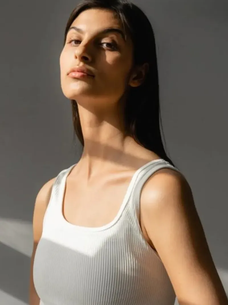 Dame Dansebutikken Pilates Overdele|Yogatoppe-Drop of mindfulness hvid seamless rib top
