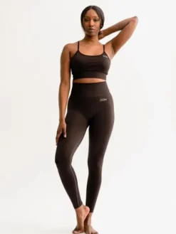 Dansebutikken Pilates Bukser/leggings|Yogabukser-Drop of mindfulness mørkbrune seamless leggings