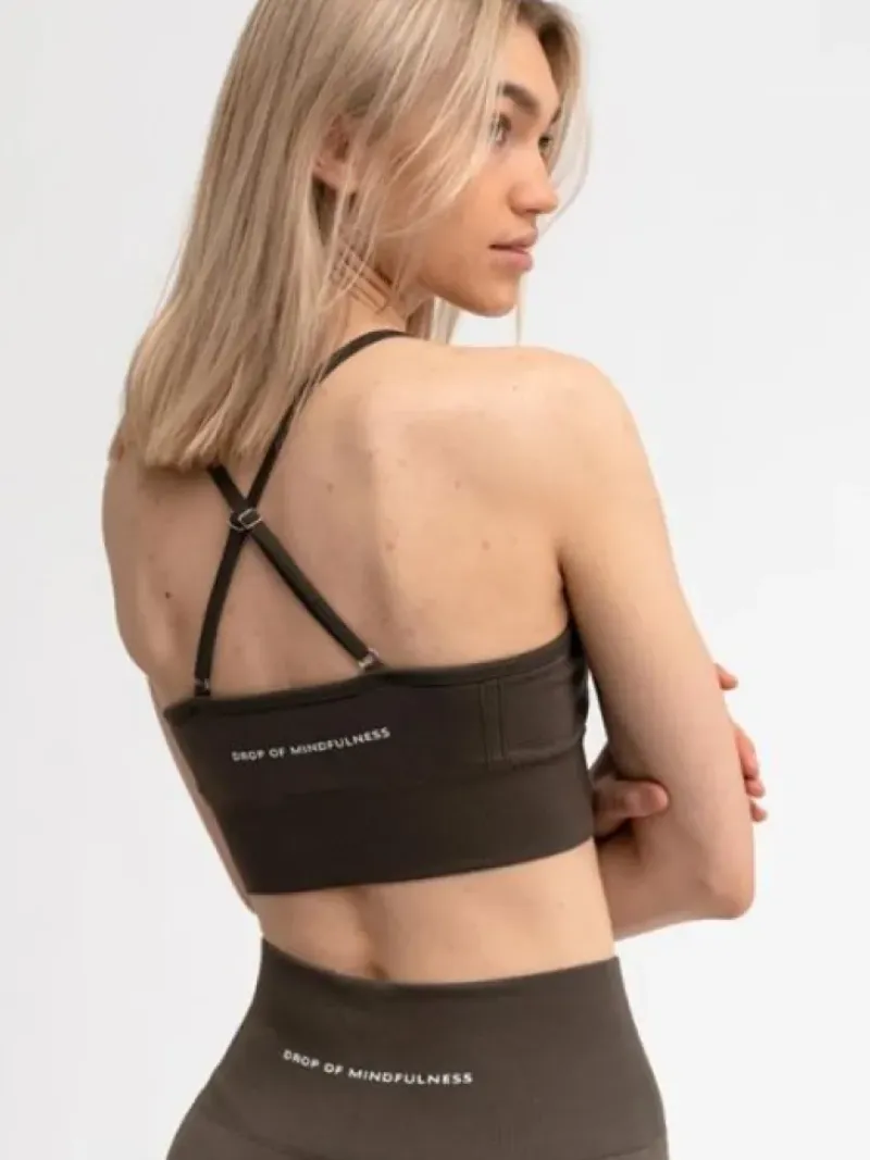 Dame Dansebutikken Yogatoppe|Overdele Damer-Drop of mindfulness seamless sports top olivengrøn