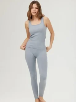 Dame Dansebutikken Pilates Overdele|Yogatoppe-Drop of mindfulness svag lyseblå seamless rib top