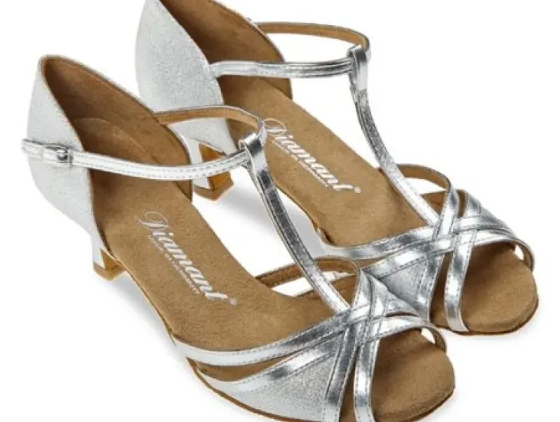 Dame Dansebutikken Salsasko Damer|Latinsko Damer-Flot sølv dansesko til tango/salsa/latin med 5 cm hæl