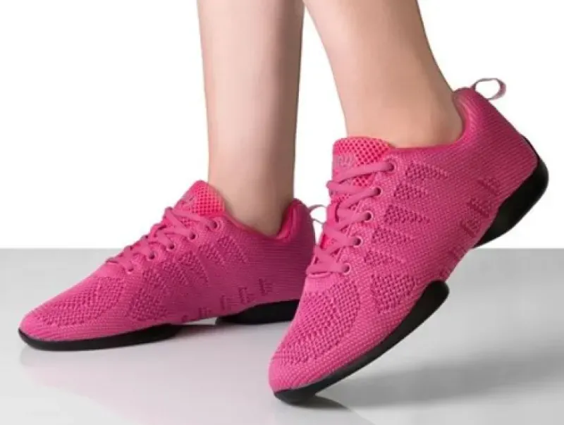Dame Dansebutikken Salsasko Damer|Swingsko Damer-Fuschia farvet dansesneaker i åndbar strik til damer - Suny