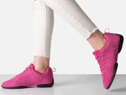 Dame Dansebutikken Salsasko Damer|Swingsko Damer-Fuschia farvet dansesneaker i åndbar strik til damer - Suny