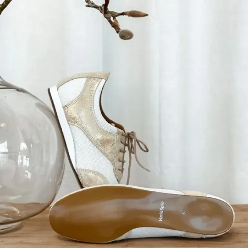 Dame Dansebutikken Swingsko Damer|Linedance Sko Damer-Guld dansesneakers vario pro med fuld sål