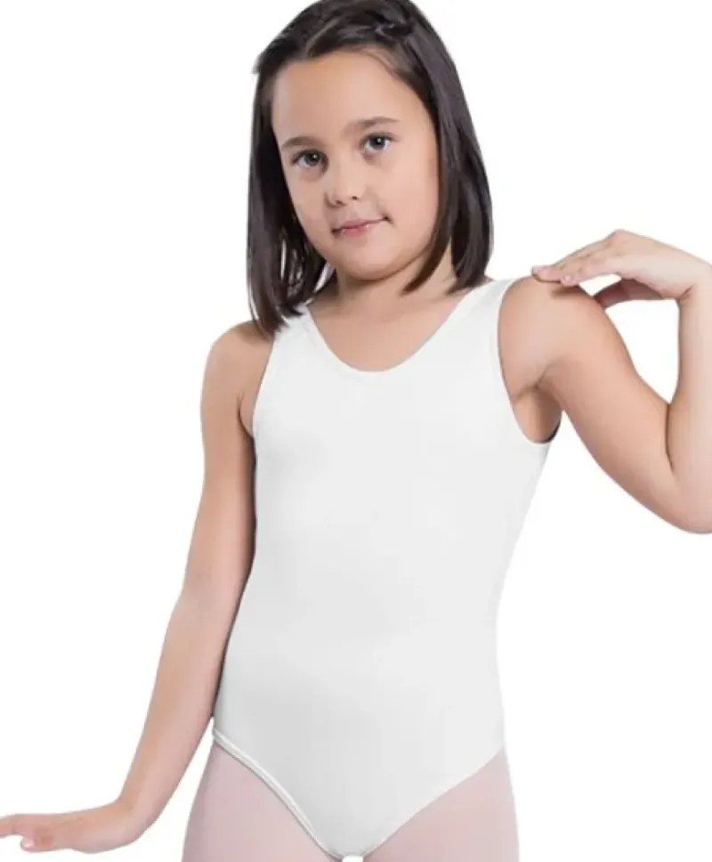 Børn Dansebutikken Dragter Piger|Balletdragter Børn-Hvid dragt pige u.ærmer ballet/gymnastik