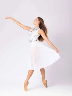 Dame Dansebutikken Skørter Til Skøjteløb|Ballet Underdele Damer-Hvidt langt pull on mesh skørt fra Mara Dancewear