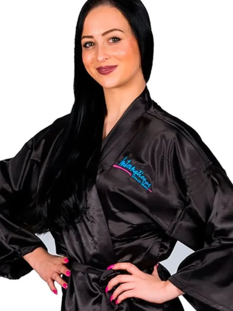 Dame Dansebutikken Danseunderdele Damer-International sort kimono til dans - voksen