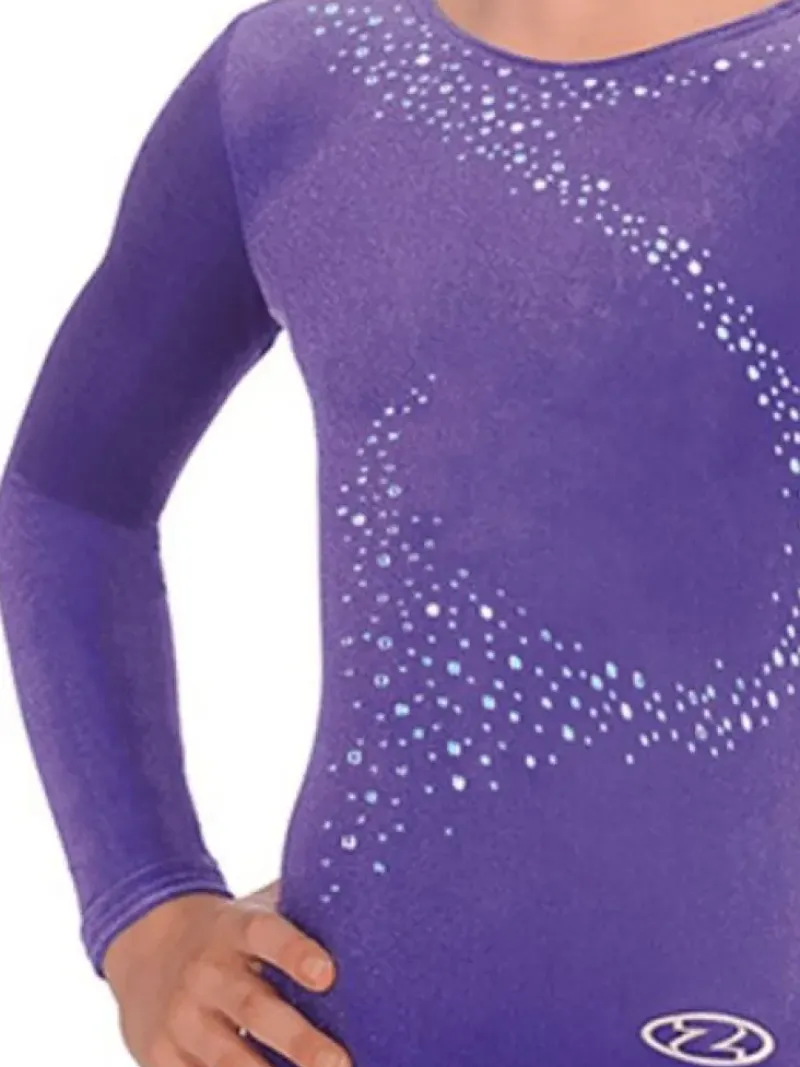 Dansebutikken Dragter Piger-Lilla velour gymnastikdragt piger The zone
