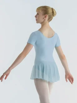 Dame Dansebutikken Dragter Damer|Balletkjole Piger-Lyseblå dragt med påsyet chiffon skørt Ballet Rosa