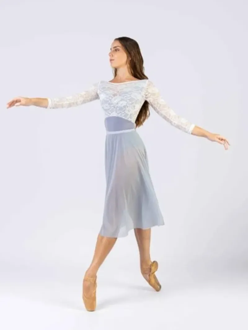 Dame Dansebutikken Skørter Til Skøjteløb|Ballet Underdele Damer-Lyseblåt langt pull on mesh skørt fra Mara Dancewear