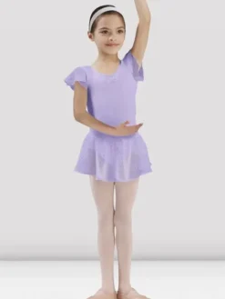 Børn Dansebutikken Balletdragter Børn-Lyselilla dragt med chiffon ærme med palietter Bloch