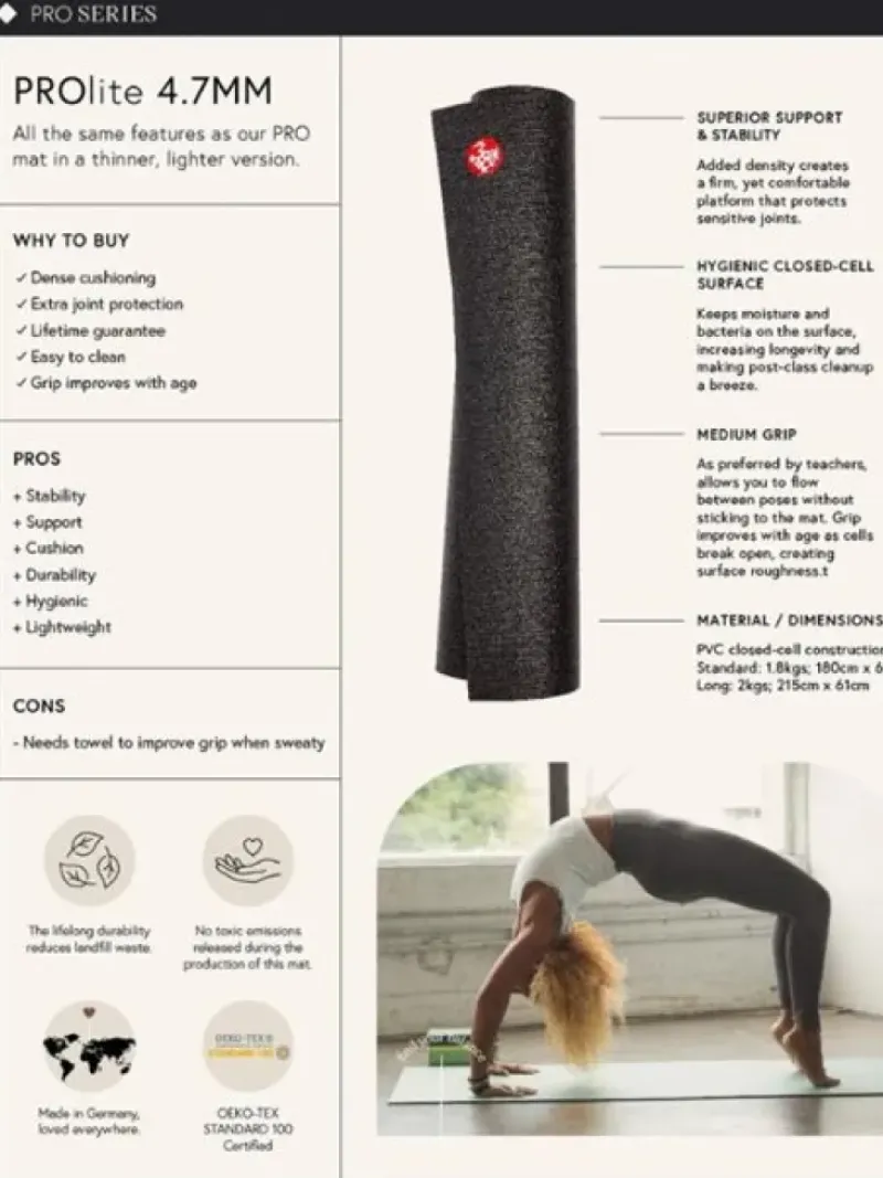 Dansebutikken Måtter Til Yoga-Manduka mørk grå PROlite måtte til yoga
