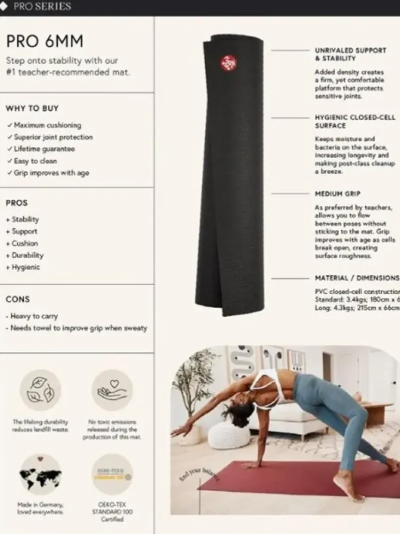 Dansebutikken Måtter Til Yoga-Manduka sort PRO måtte til yoga ekstra lang