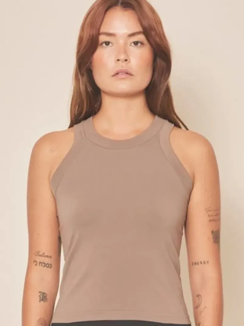 Dame Dansebutikken Pilates Overdele|Yogatoppe-Moonchild brun tank top