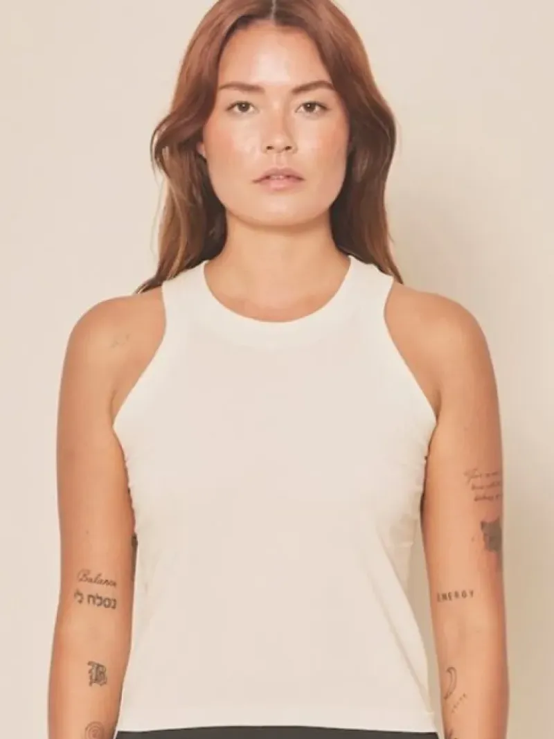 Dame Dansebutikken Pilates Overdele|Yogatoppe-Moonchild råhvid tank top