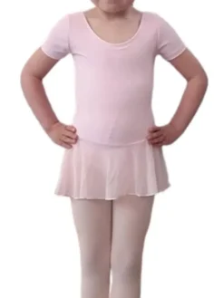 Børn Dansebutikken Gymnastikkjole Piger|Balletkjole Piger-Mørk rosa dragt med påsyet chiffon skørt Ballet Rosa