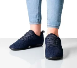 Dame Dansebutikken Salsasko Damer|Swingsko Damer-Mørkeblå sneaker åndbar strik til damer - Suny
