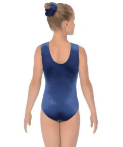 Dansebutikken Dragter Piger-Mørkeblå velour gymnastikdragt piger The zone