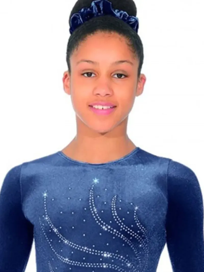 Dansebutikken Dragter Piger-Navy velour gymnastikdragt piger The zone