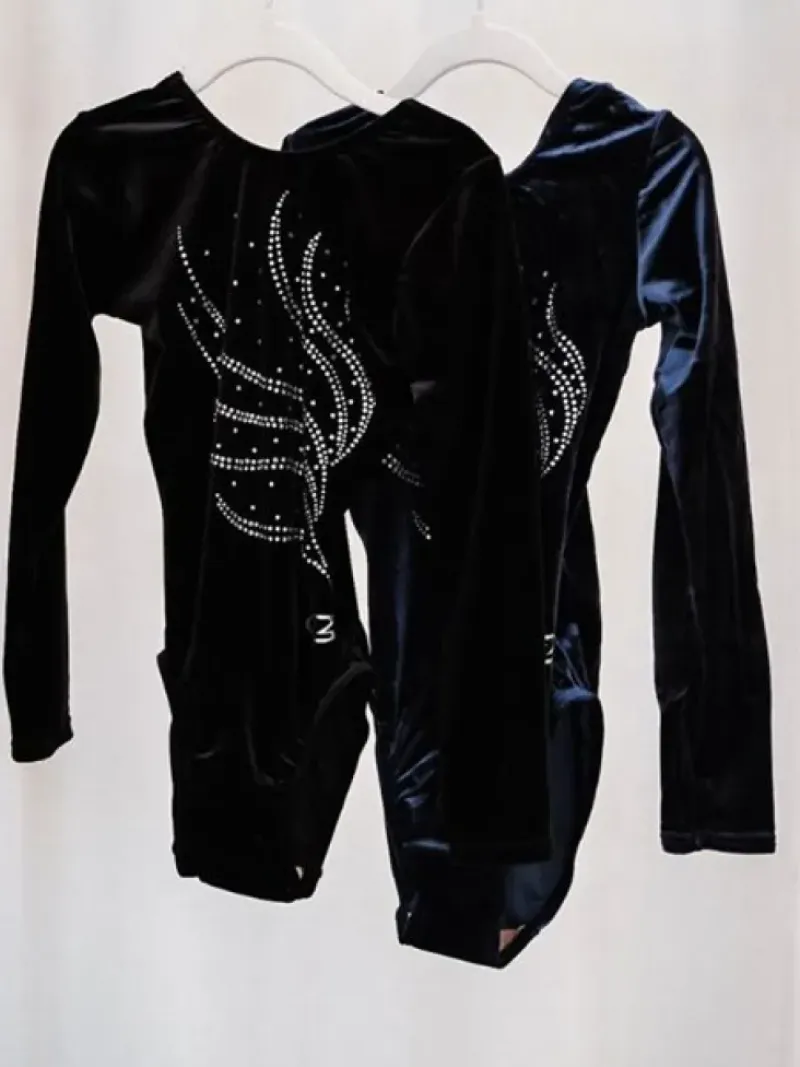 Dansebutikken Dragter Piger-Navy velour gymnastikdragt piger The zone
