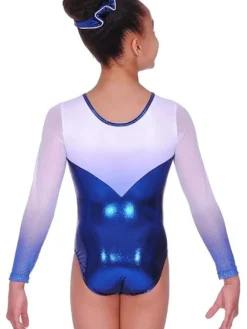 Dansebutikken Dragter Piger-Navy/hvid skinnende gymnastikdragt piger The zone